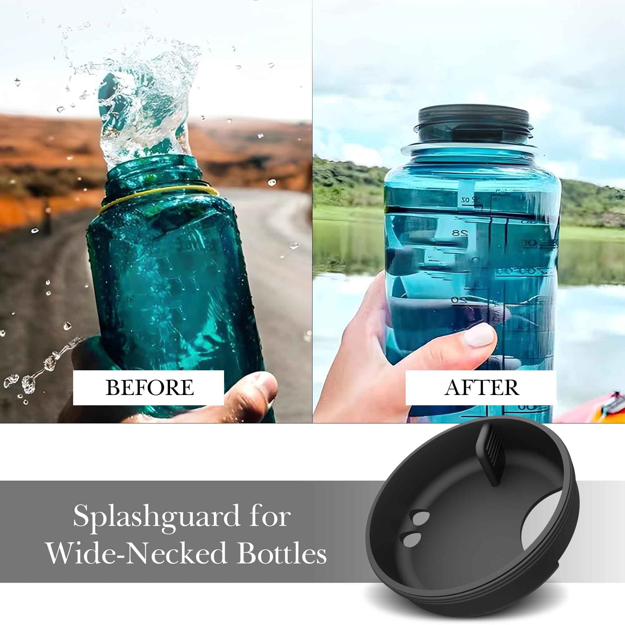 Linkidea 4 Pack Water Bottle Silicone Splashguard Compatible with Nalgene Sustain Wide Mouth 32oz, Anti-Spill Splash Guard for Wide-Necked Bottles with 53mm Opening, Waterbottle Easy Sipper M208P