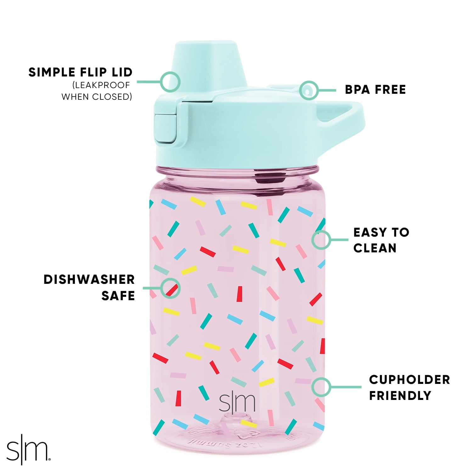 Simple Modern 12 fl oz Reusable Tritan Summit Water Bottle with Silicone Straw Lid | Birthday Cake M404Q