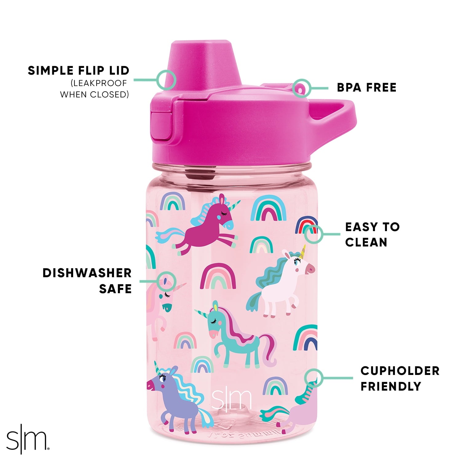 Simple Modern 12 fl oz Reusable Tritan Summit Water Bottle with Silicone Straw Lid | Birthday Cake M404Q