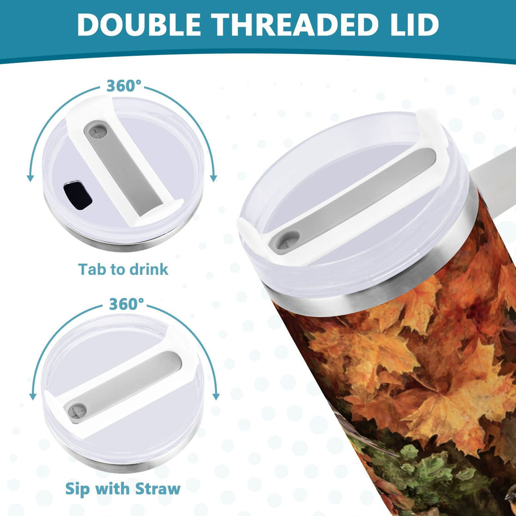 30 oz Insulated Stainless Steel Tumbler Double Wall Stainless Steel Tumbler with 2-Way Drinking Beautiful Fall Scene M610C