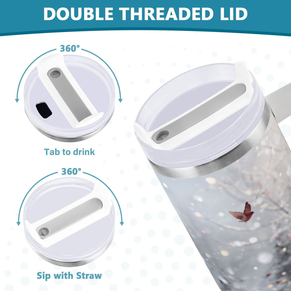 30 oz Insulated Stainless Steel Tumbler Double Wall Stainless Steel Tumbler with 2-Way Drinking Snowy Winter Landscape M557M