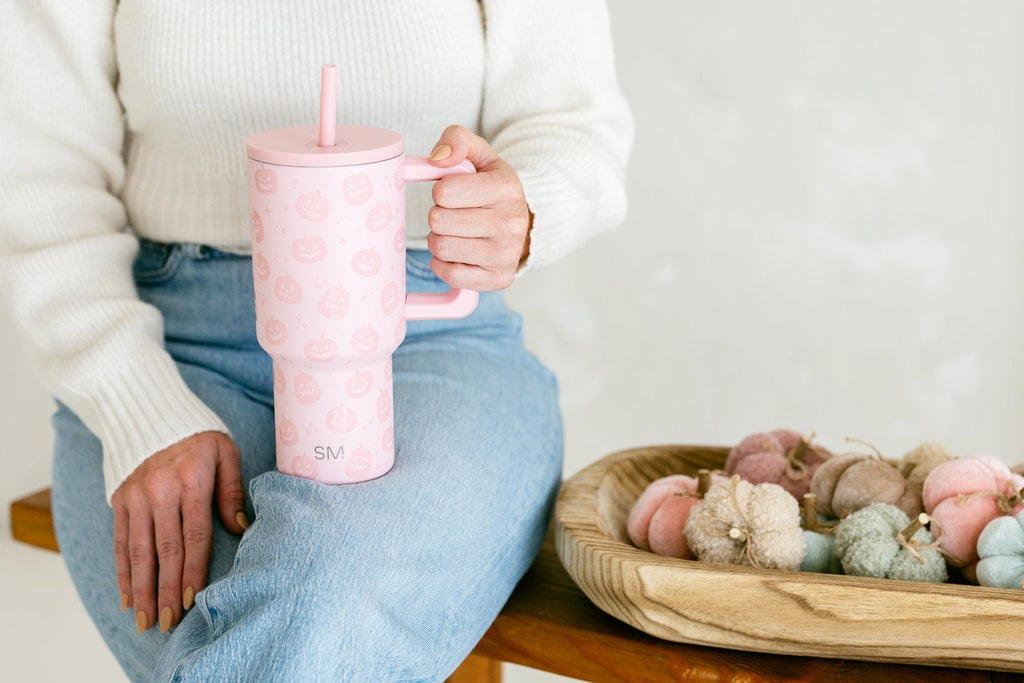 Simple Modern 30 fl oz Insulated Stainless Steel Trek Tumbler with Straw Lid | Seaglass Sage and Cream Checkmate M690W