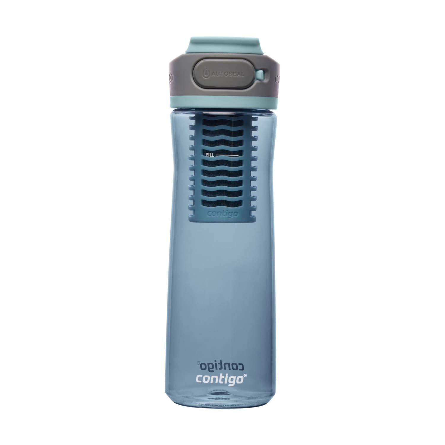 (2 pack) Contigo Clybourn Plastic FreeFlow Filter Water Bottle with AUTOSEAL Lid 24 oz., Dark Ice, with Replacable Filter M62Y