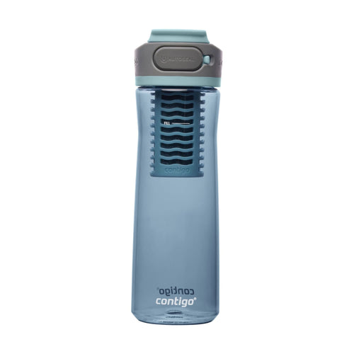(2 pack) Contigo Clybourn Plastic FreeFlow Filter Water Bottle with AUTOSEAL Lid 24 oz., Dark Ice, with Replacable Filter M62Y