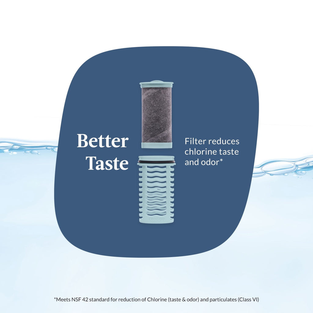 (2 pack) Contigo Clybourn Plastic FreeFlow Filter Water Bottle with AUTOSEAL Lid 24 oz., Dark Ice, with Replacable Filter M62Y