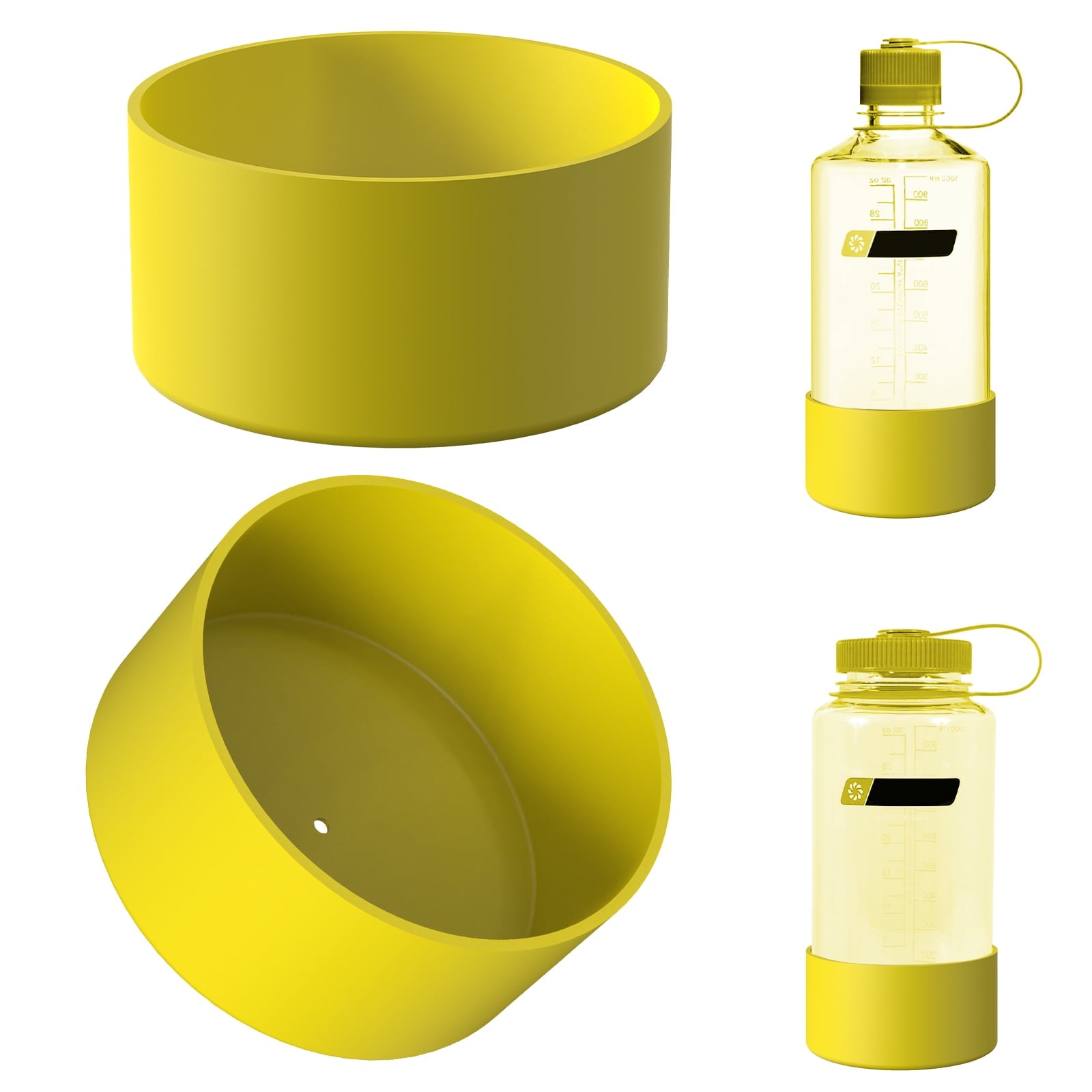 Linkidea 2 Pack Water Bottle Boot Compatible with Nalgene Sustain Wide Mouth 32oz/48oz, Narrow Mouth 32oz, Silicone Anti-Slip Bottle Bottom Bumper Protector (Yellow) M221T