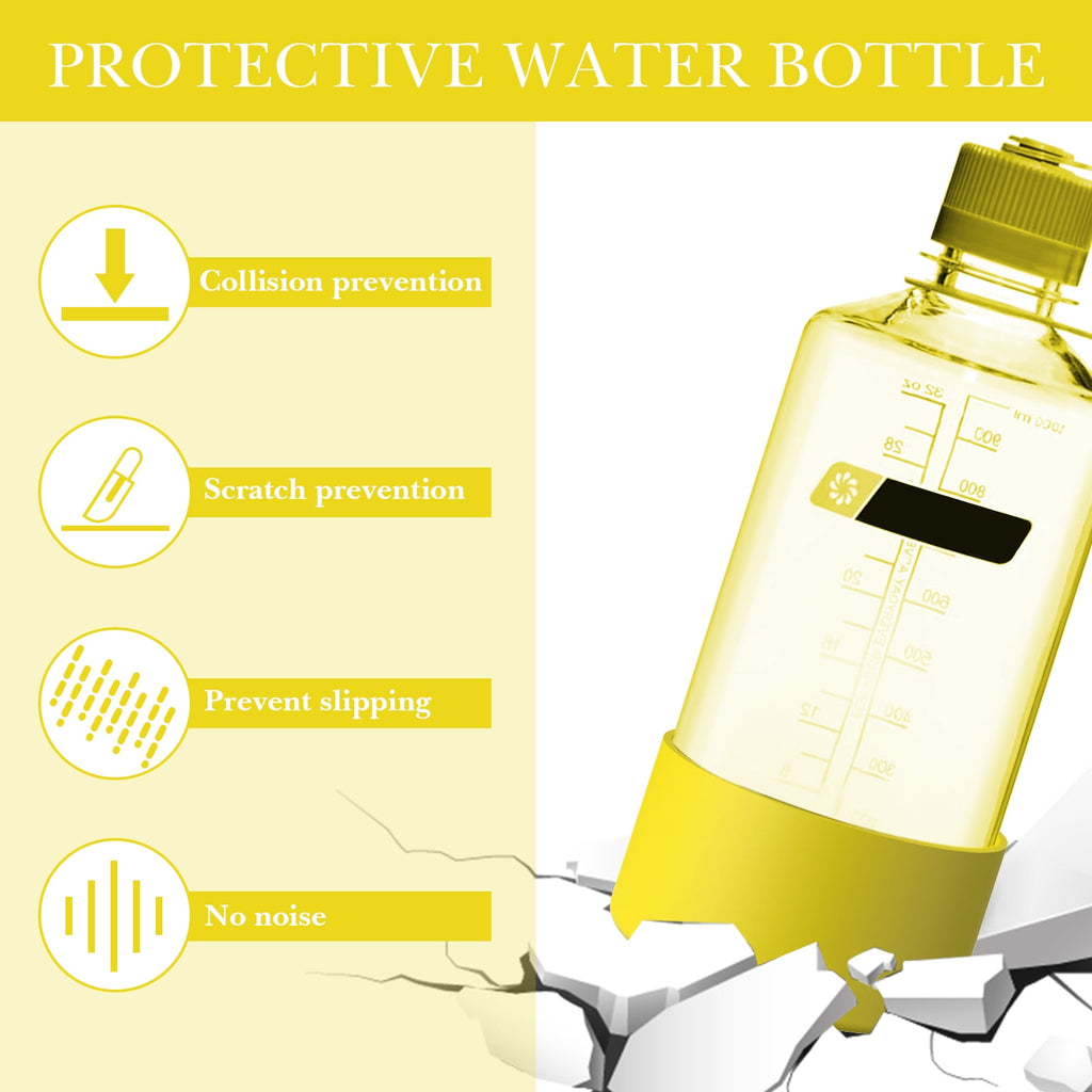 Linkidea 2 Pack Water Bottle Boot Compatible with Nalgene Sustain Wide Mouth 32oz/48oz, Narrow Mouth 32oz, Silicone Anti-Slip Bottle Bottom Bumper Protector (Yellow) M221T