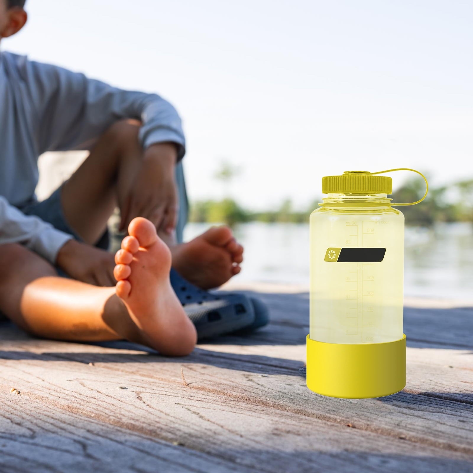 Linkidea 2 Pack Water Bottle Boot Compatible with Nalgene Sustain Wide Mouth 32oz/48oz, Narrow Mouth 32oz, Silicone Anti-Slip Bottle Bottom Bumper Protector (Yellow) M221T
