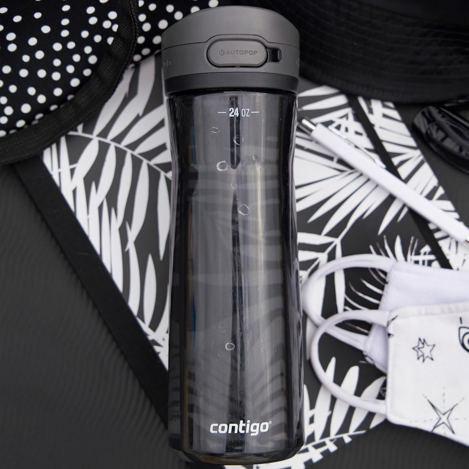 Contigo - Water Bottle with Leak-Proof and Locking Lid, BPA Free, 709ml Capacity, Black M87X