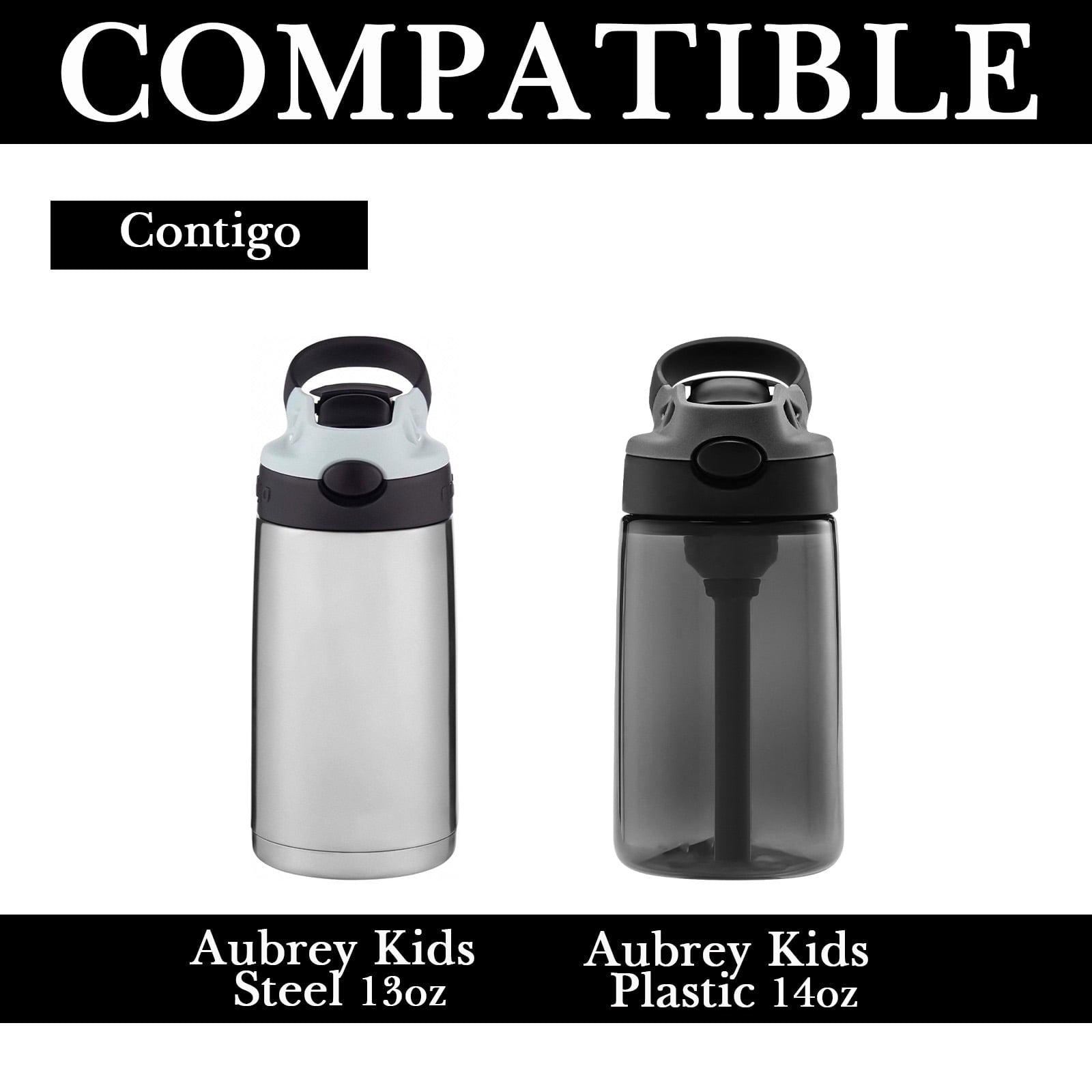 Linkidea Water Bottle Sleeve Compatible with Contigo Aubrey Tritan 14oz, Steel 13oz Kids Bottle, Waterbottle Holder Bag with Name Tag, Black M132G