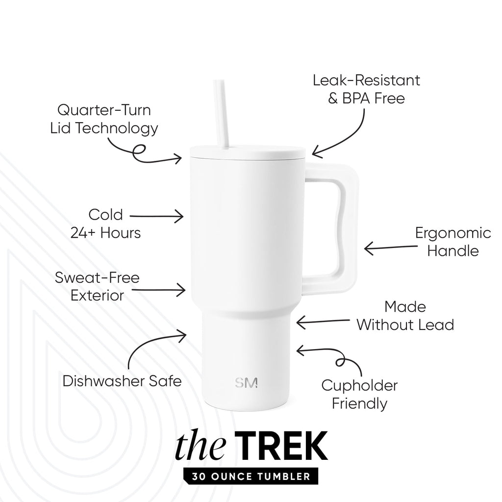 Simple Modern 30 fl oz Insulated Stainless Steel Trek Tumbler with Straw Lid | Seaglass Sage and Cream Checkmate M690W