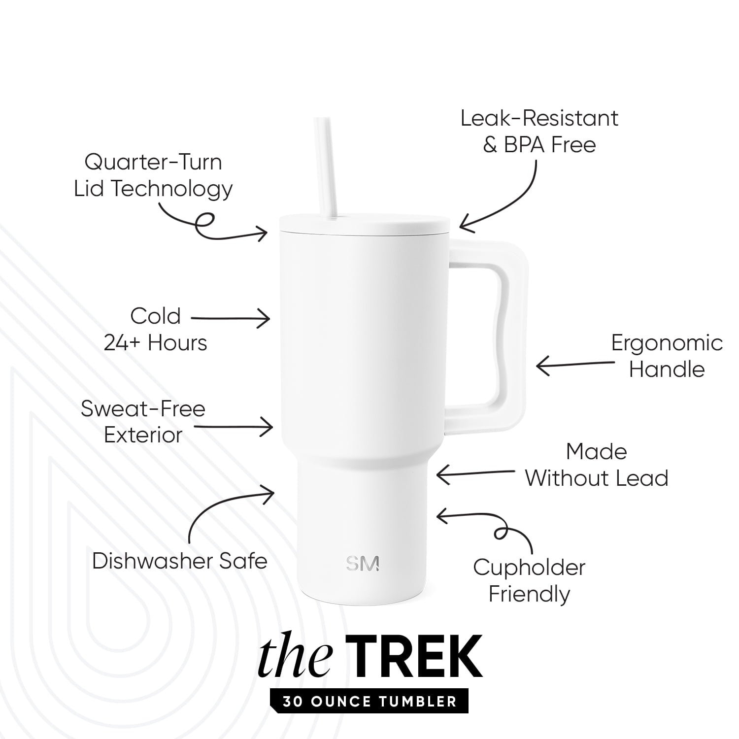 Simple Modern 30 fl oz Insulated Stainless Steel Trek Tumbler with Straw Lid | Seaglass Sage and Cream Checkmate M690W