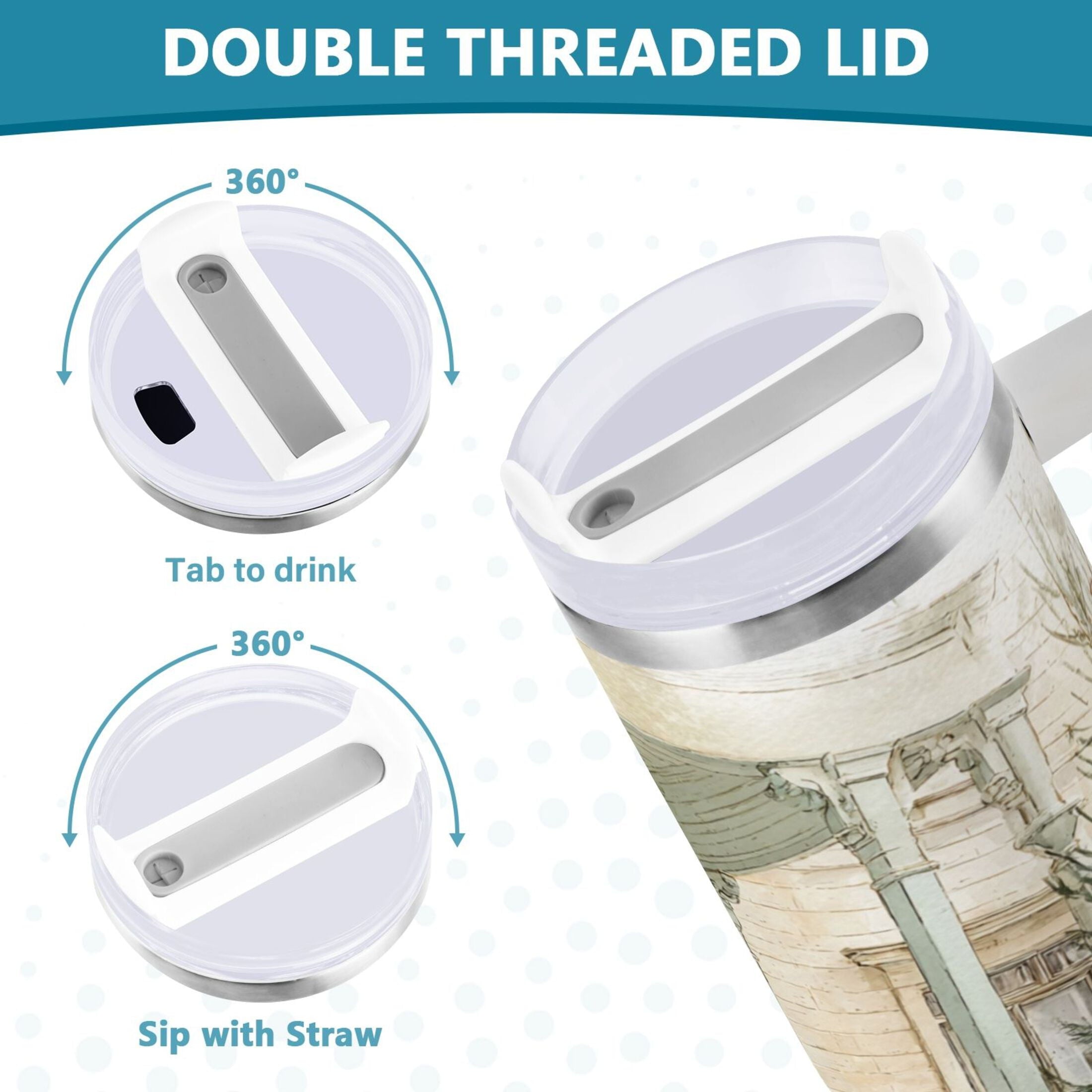 30 oz Insulated Stainless Steel Tumbler Double Wall Stainless Steel Tumbler with 2-Way Drinking Charming Christmas Doorway M670W