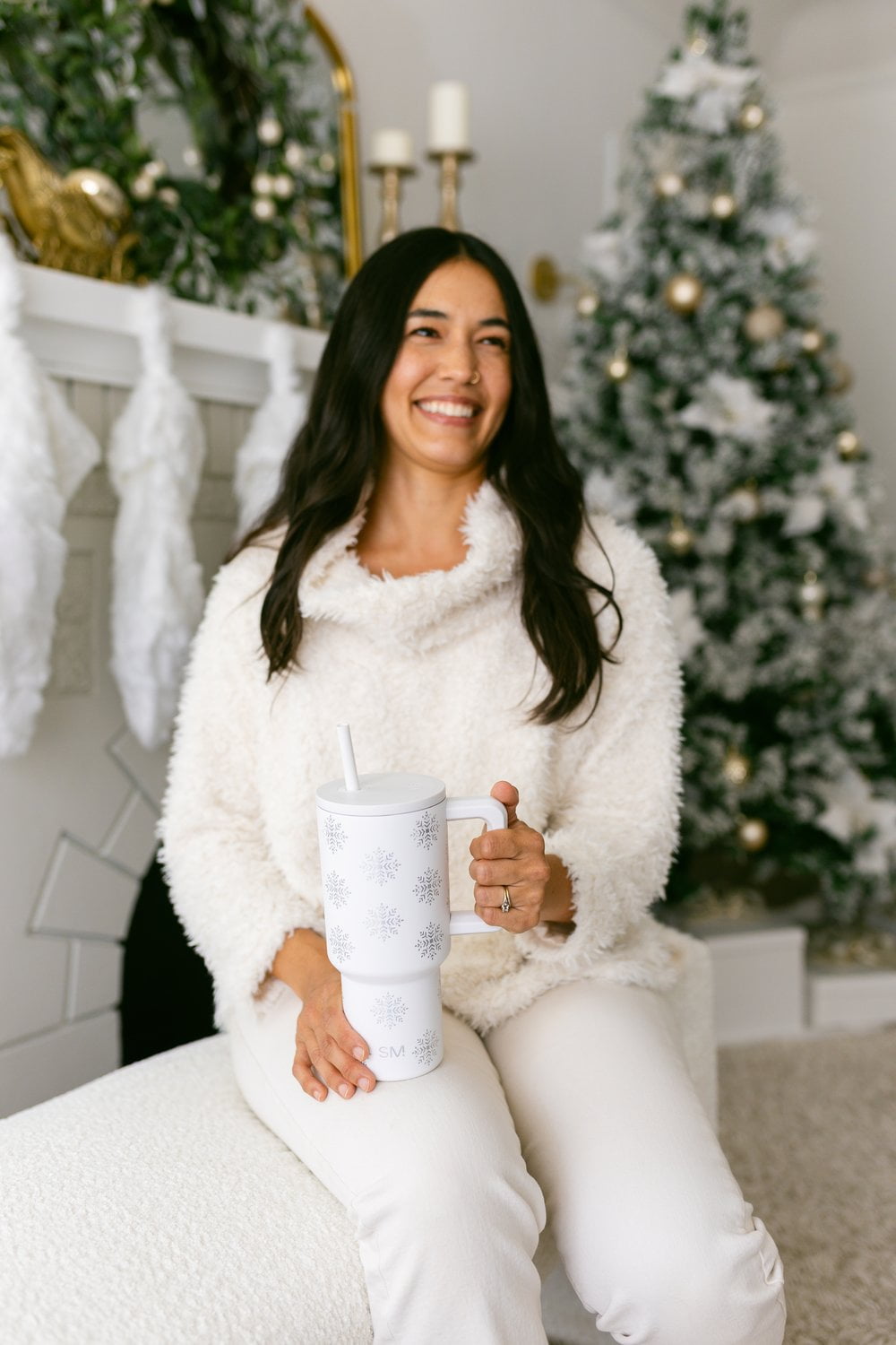 Simple Modern 30 fl oz Insulated Stainless Steel Trek Tumbler with Straw Lid | Seaglass Sage and Cream Checkmate M690W