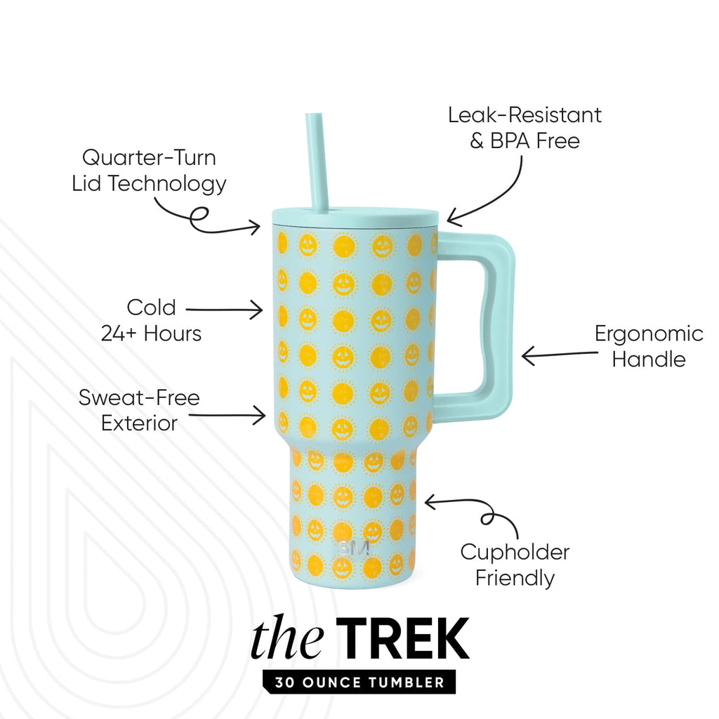 Simple Modern 30 fl oz Insulated Stainless Steel Trek Tumbler with Straw Lid | Seaglass Sage and Cream Checkmate M690W