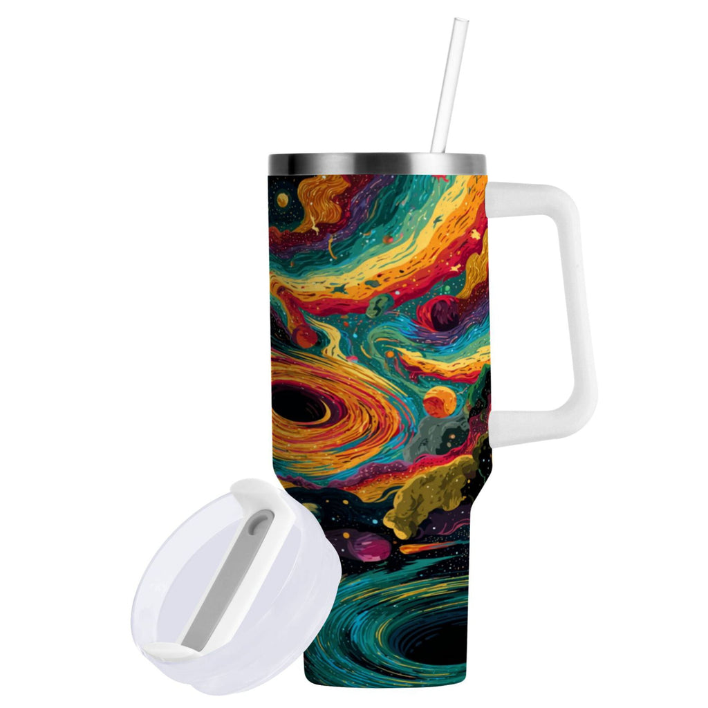 40 oz Insulated Stainless Steel Tumbler Double Wall Stainless Steel Tumbler with 2-Way Drinking Swirling Galaxy M496J
