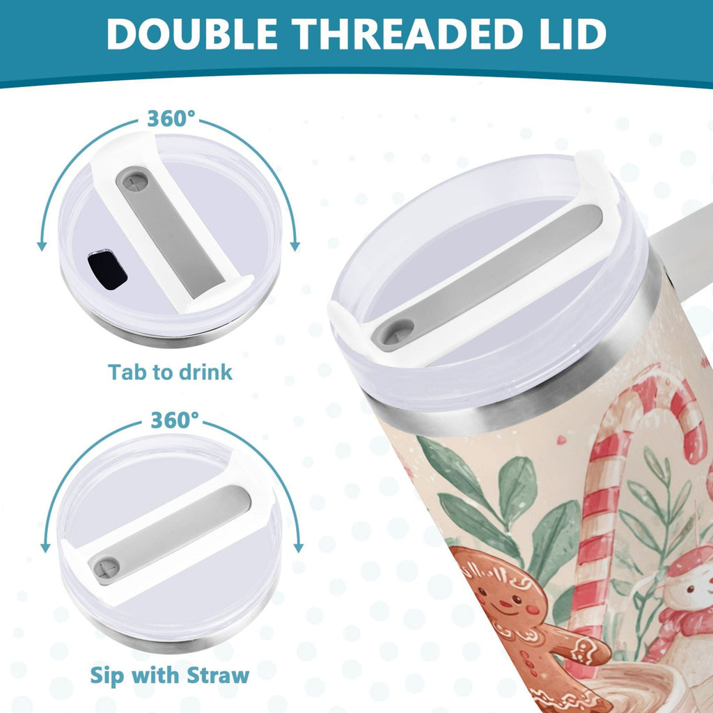 30 oz Insulated Stainless Steel Tumbler Double Wall Stainless Steel Tumbler with 2-Way Drinking Cute Christmas Design M600R