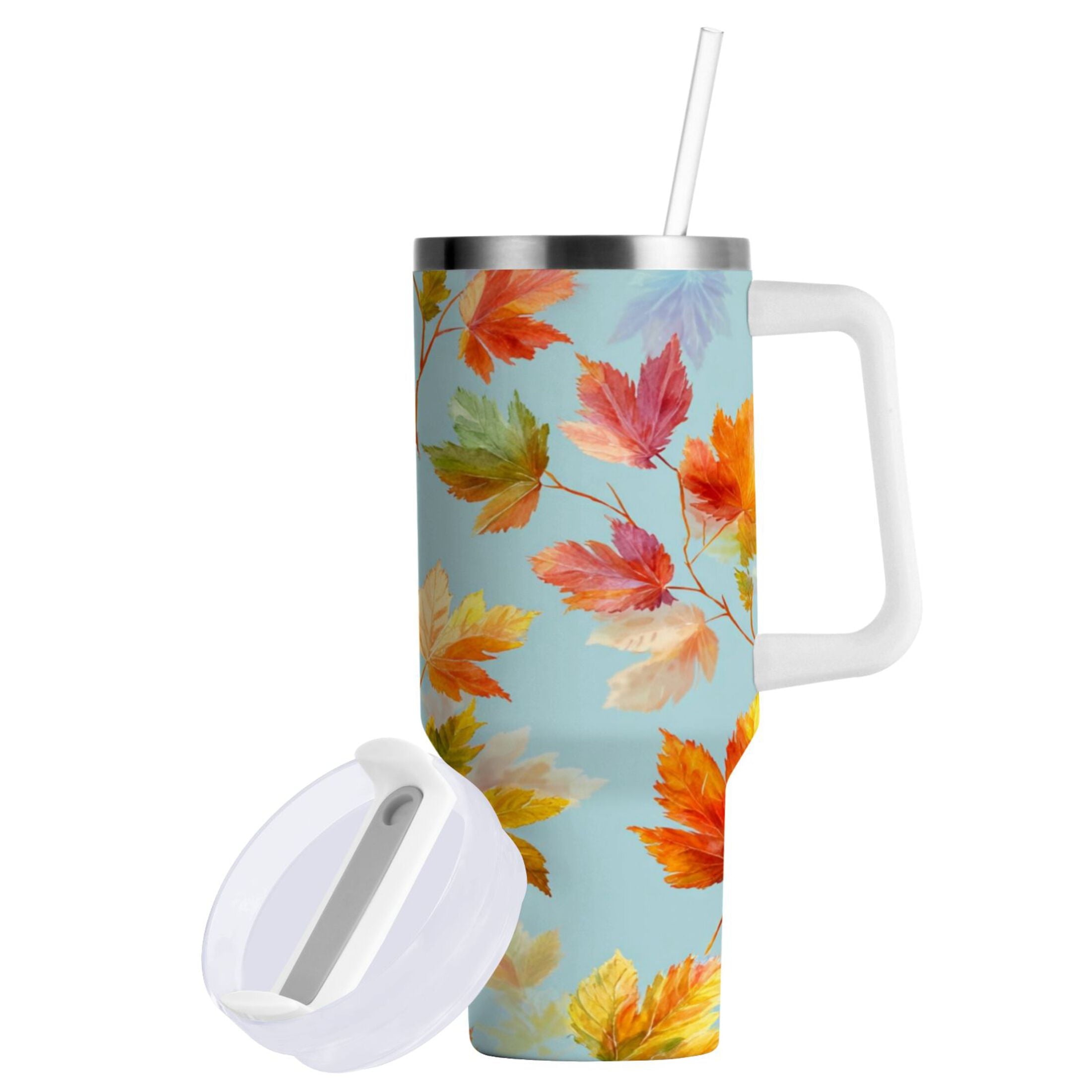 30 oz Insulated Stainless Steel Tumbler Double Wall Stainless Steel Tumbler with 2-Way Drinking Colorful Autumn Maple Leaves M616H