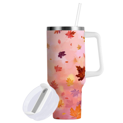 30 oz Insulated Stainless Steel Tumbler Double Wall Stainless Steel Tumbler with 2-Way Drinking Autumn Leaves Falling M588S