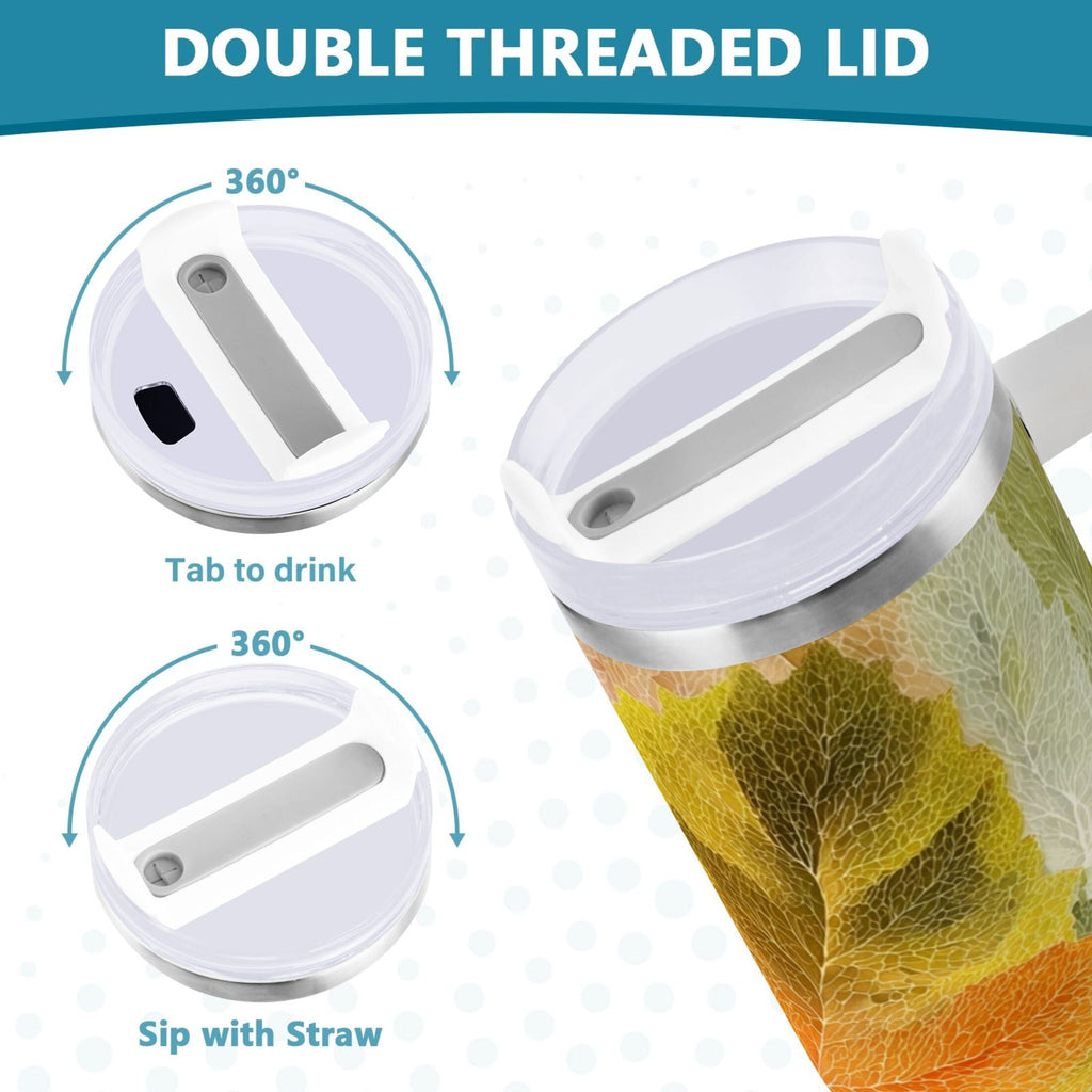 30 oz Insulated Stainless Steel Tumbler Double Wall Stainless Steel Tumbler with 2-Way Drinking Various Shades Autumn Leaves M590J