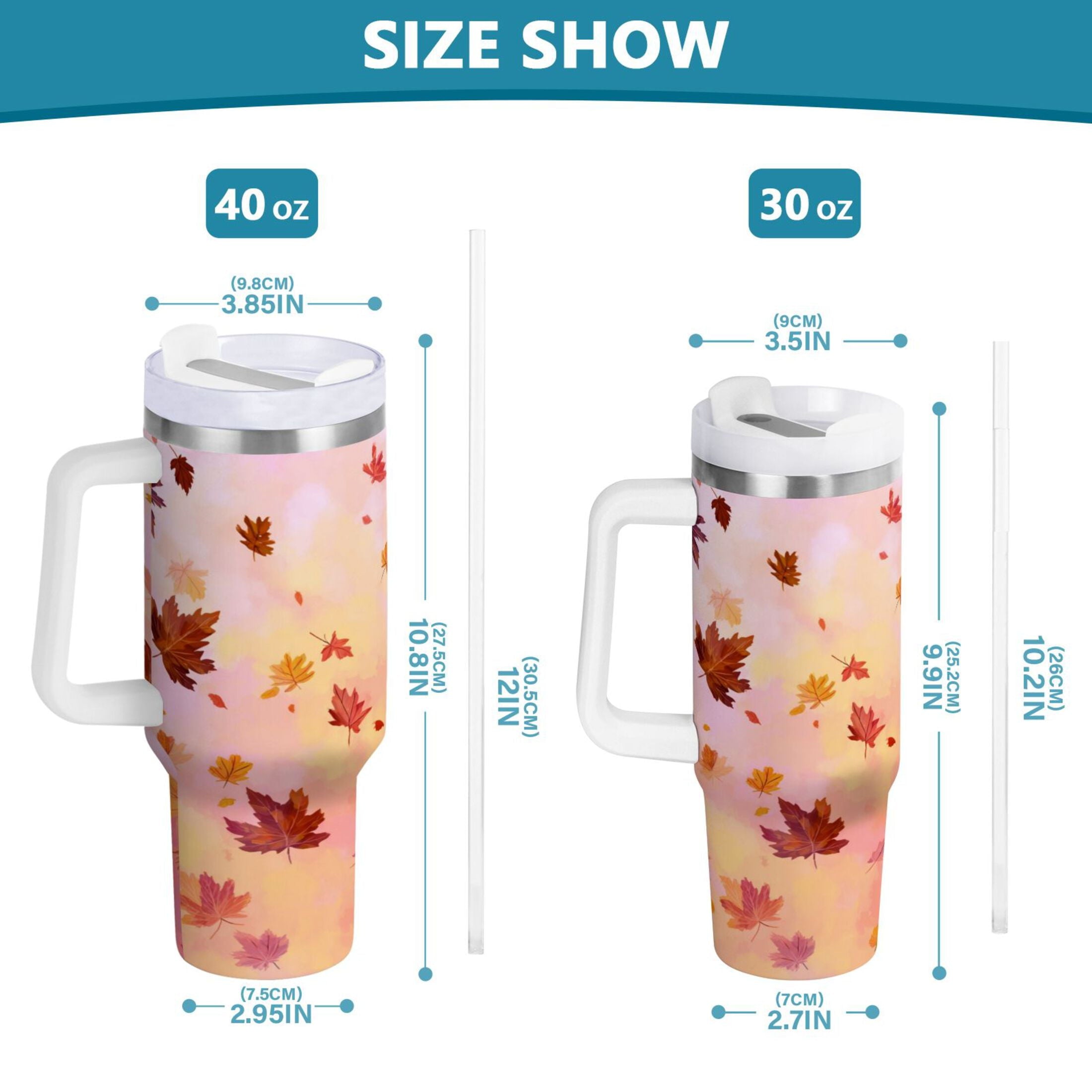 30 oz Insulated Stainless Steel Tumbler Double Wall Stainless Steel Tumbler with 2-Way Drinking Autumn Leaves Falling M588S