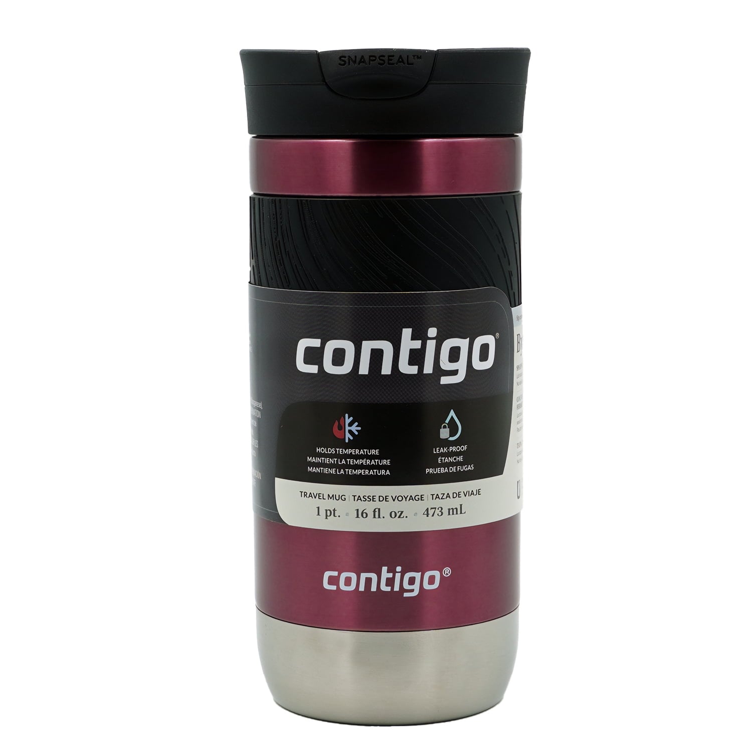 Contigo Byron 2.0 Stainless Steel Travel Mug with SNAPSEAL Lid and Grip, 16oz. M50V