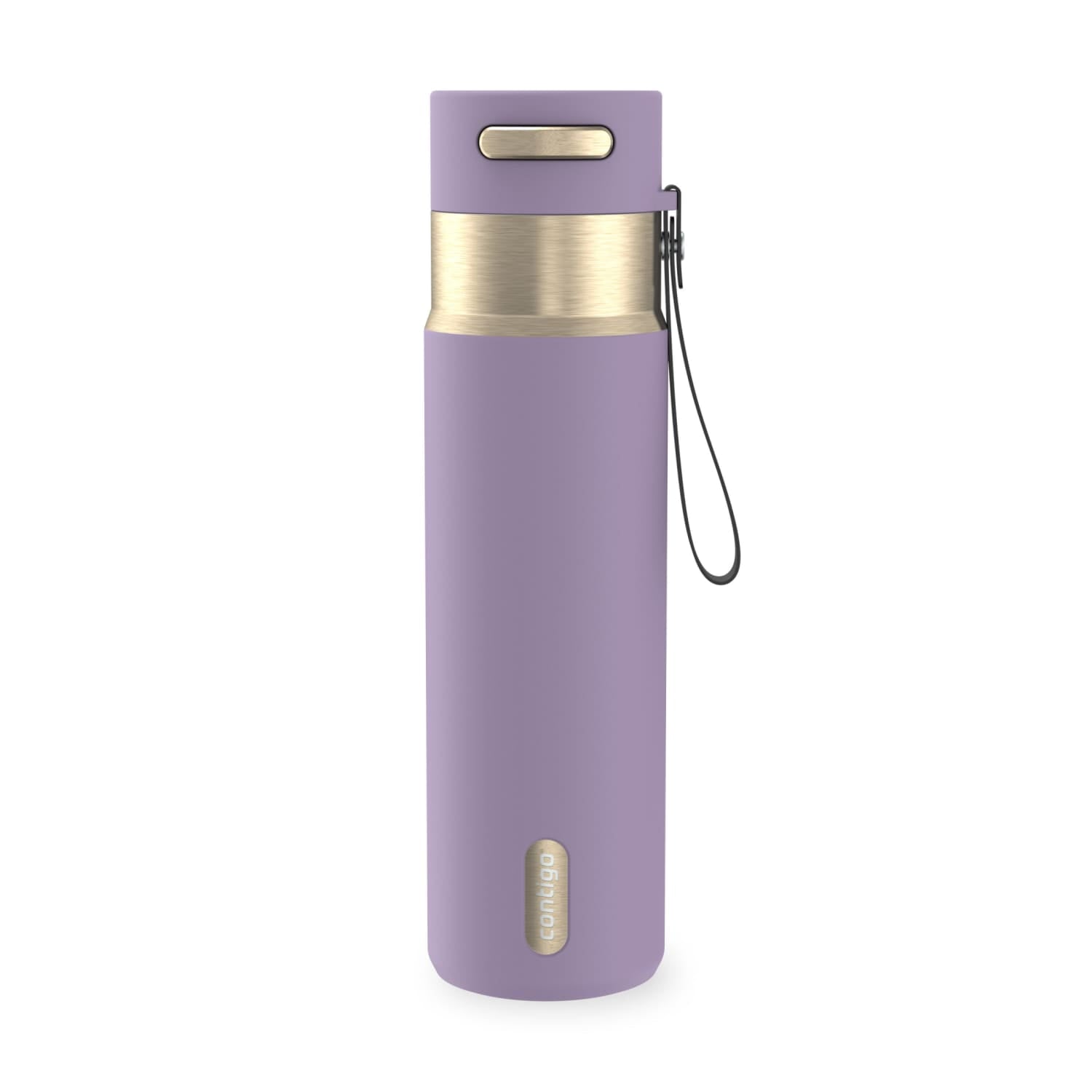 Contigo AutoSeal Leakproof Stainless Steel Reusable Water Bottle Tumbler with Carrying Strap, Cream/Champagne, 24 oz M19Q