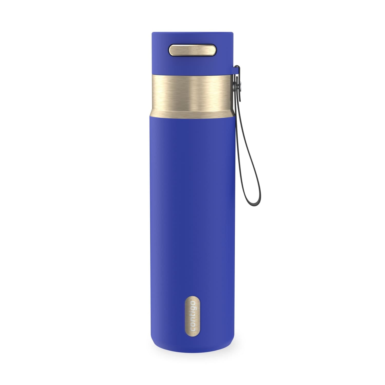 Contigo AutoSeal Leakproof Stainless Steel Reusable Water Bottle Tumbler with Carrying Strap, Cream/Champagne, 24 oz M19Q