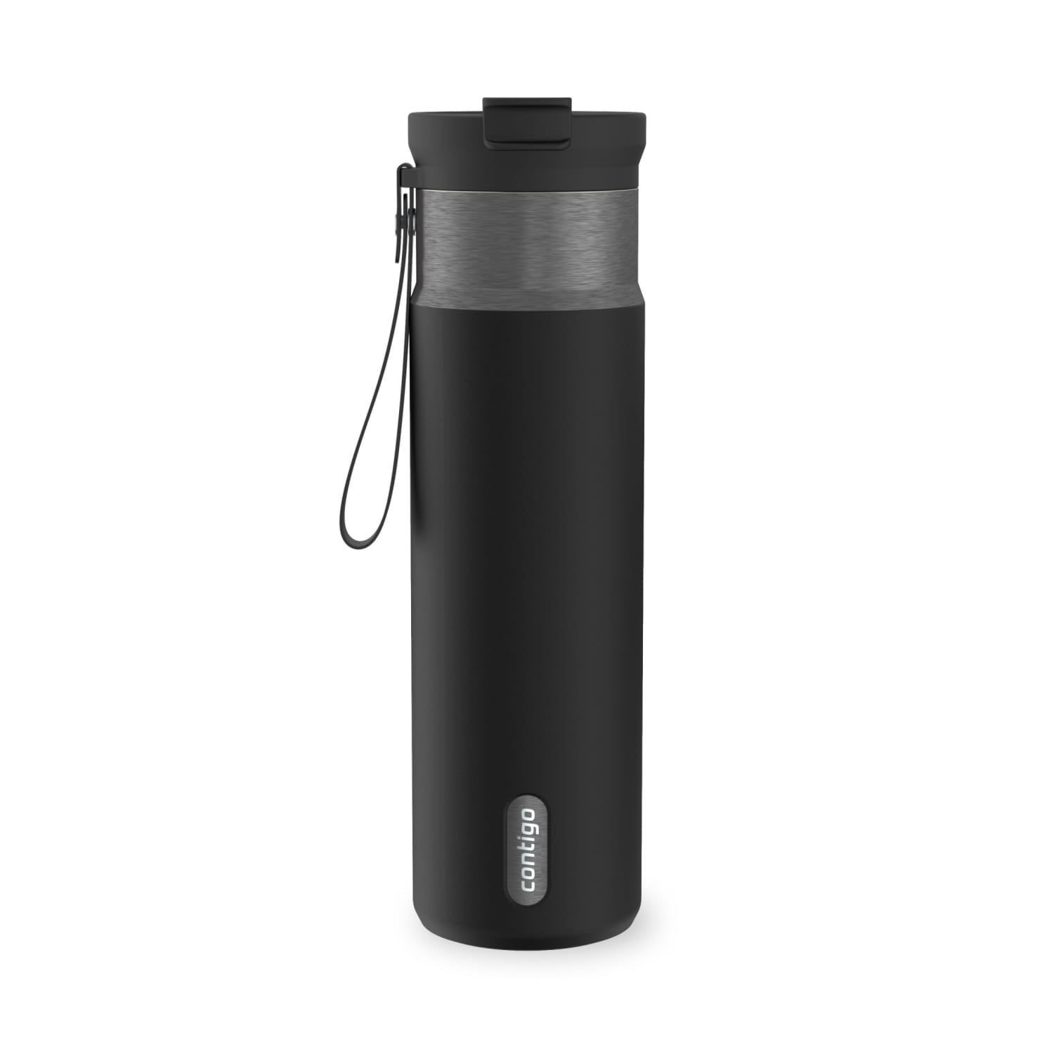 Contigo DualSip Leakproof Stainless Steel Reusable Water Bottle Tumbler with Carrying Strap, Cream/Champagne, 24 oz M11V