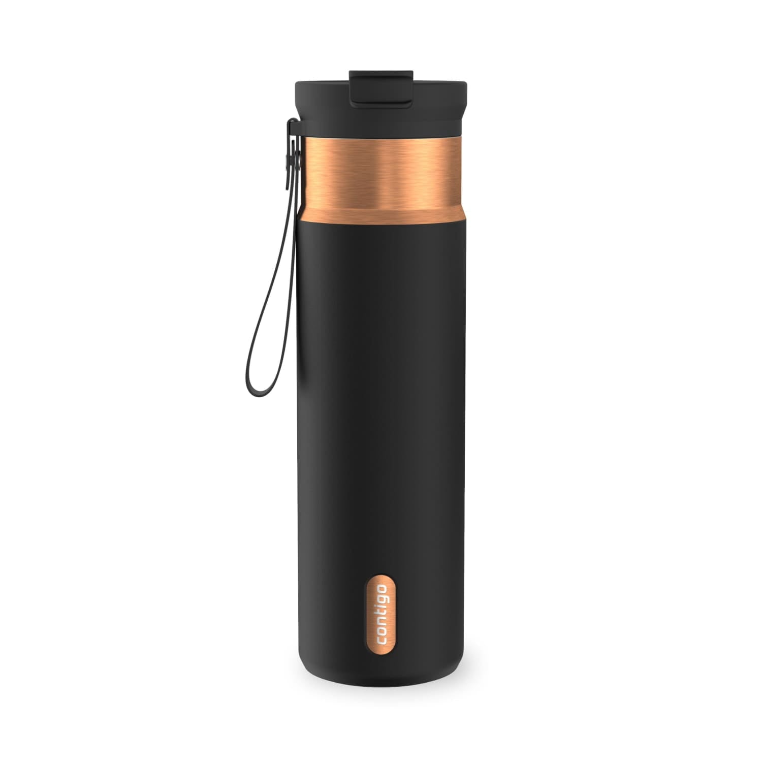 Contigo DualSip Leakproof Stainless Steel Reusable Water Bottle Tumbler with Carrying Strap, Cream/Champagne, 24 oz M11V