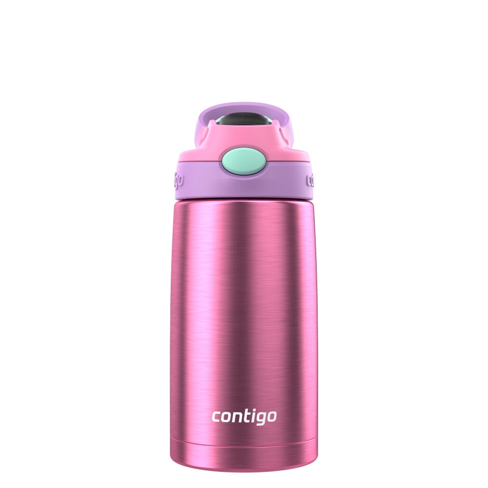 Contigo Kid's 13 oz. AutoSpout Straw Water Bottle - Stainless Steel/Azalea/Pansy M114B