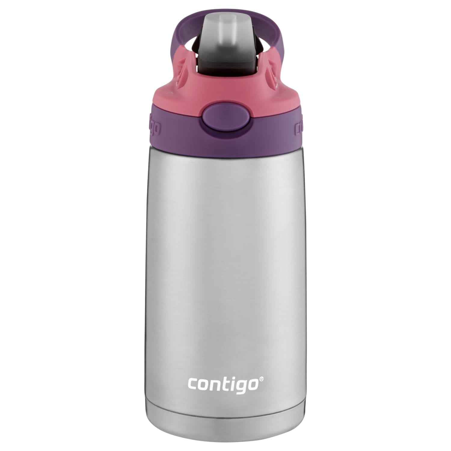 Contigo Kids Stainless Steel Water Bottle with Redesigned AUTOSPOUT Straw Lid Eggplant and Punch, 13 fl oz. M116C