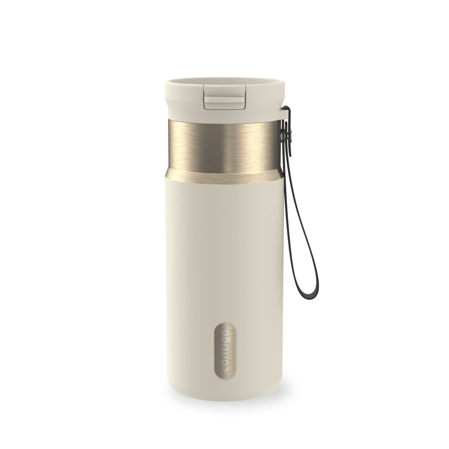 Contigo SnapSeal Leakproof Stainless Steel Reusable Water Bottle with Carrying Strap, Black/Bronze, 16 oz M65H