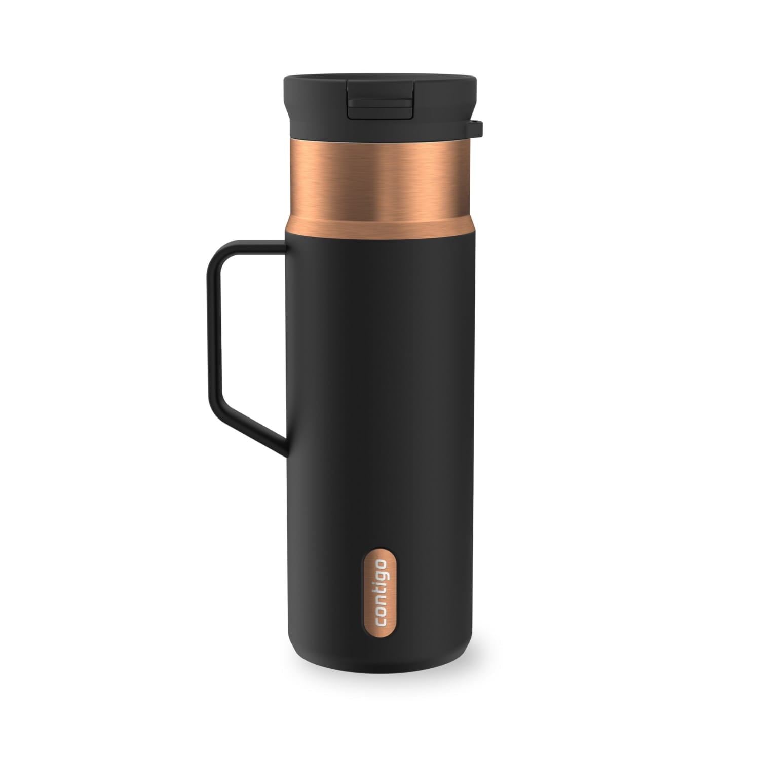 Contigo SnapSeal Leakproof Stainless Steel Reusable Water Bottle Tumbler with Side Handle, Dark Blue/Bronze, 20 oz M33J