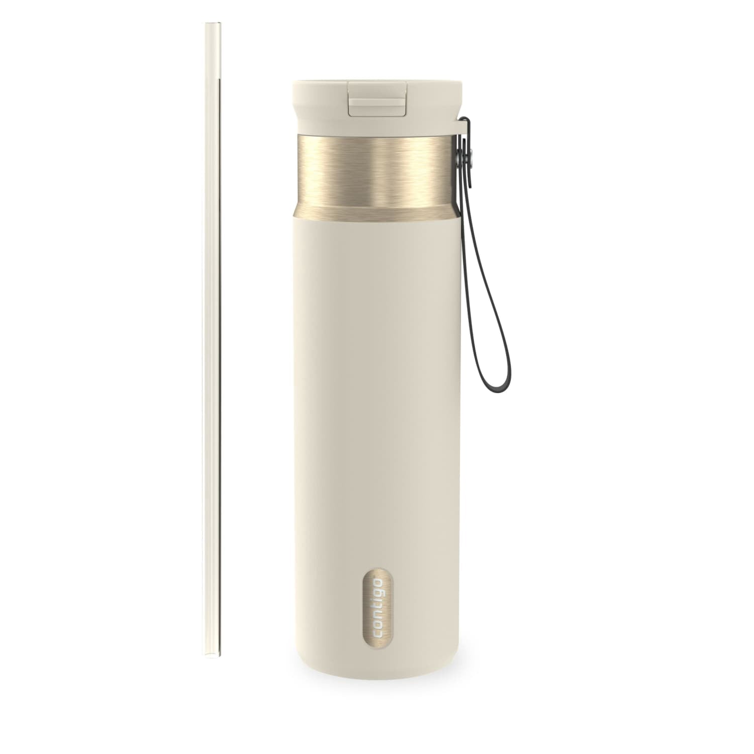 Contigo SnapSeal Leakproof Stainless Steel Reusable Water Bottle with Carrying Strap, Dark Blue/Bronze, 24 oz M24M