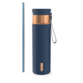 Contigo SnapSeal Leakproof Stainless Steel Reusable Water Bottle with Carrying Strap, Dark Blue/Bronze, 24 oz M24M
