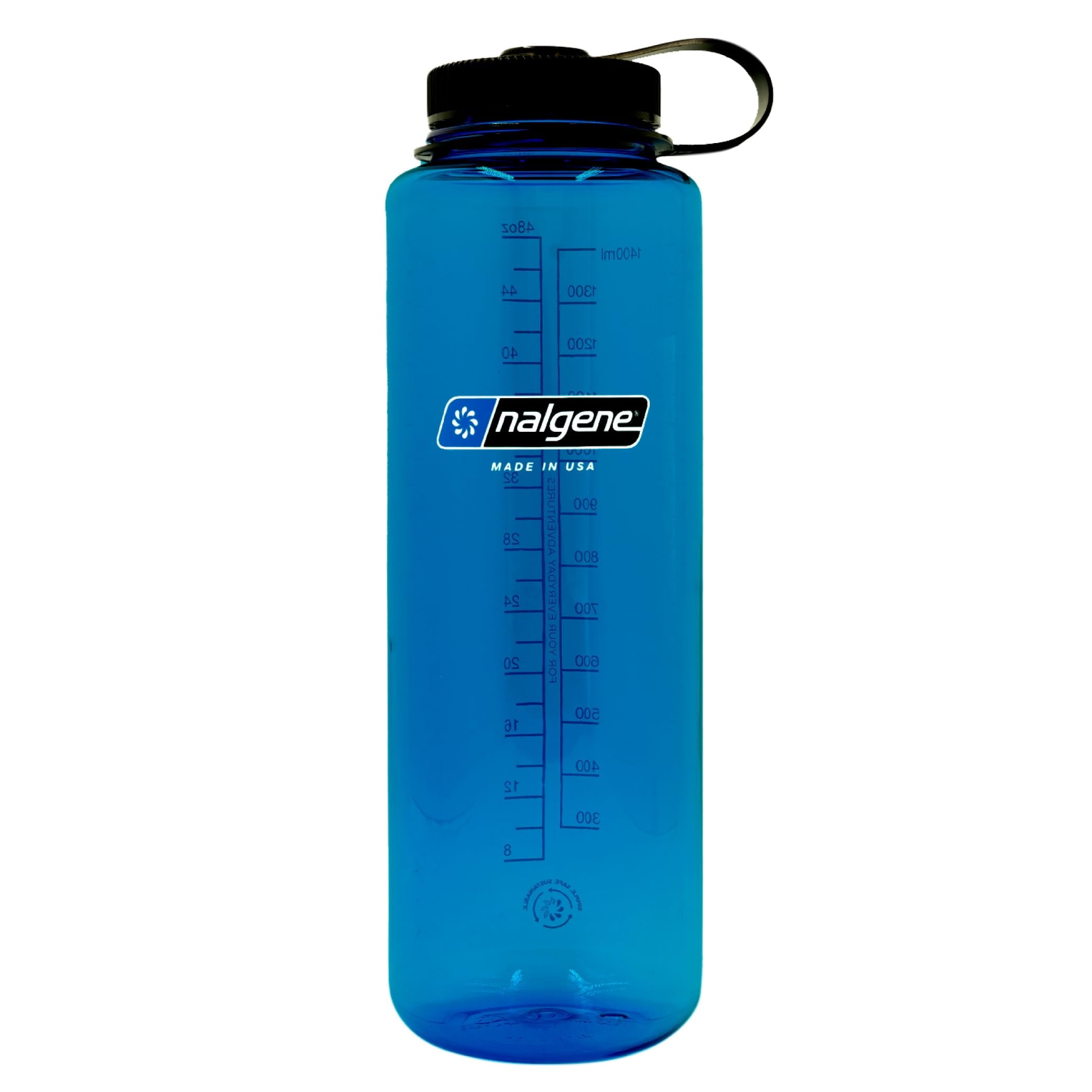 Nalgene Sustain Tritan BPA-Free Water Bottle Made with Material Derived from 50% Plastic Waste (using ISCC certified mass balance), 48 OZ, Wide Mouth, Blue M147M