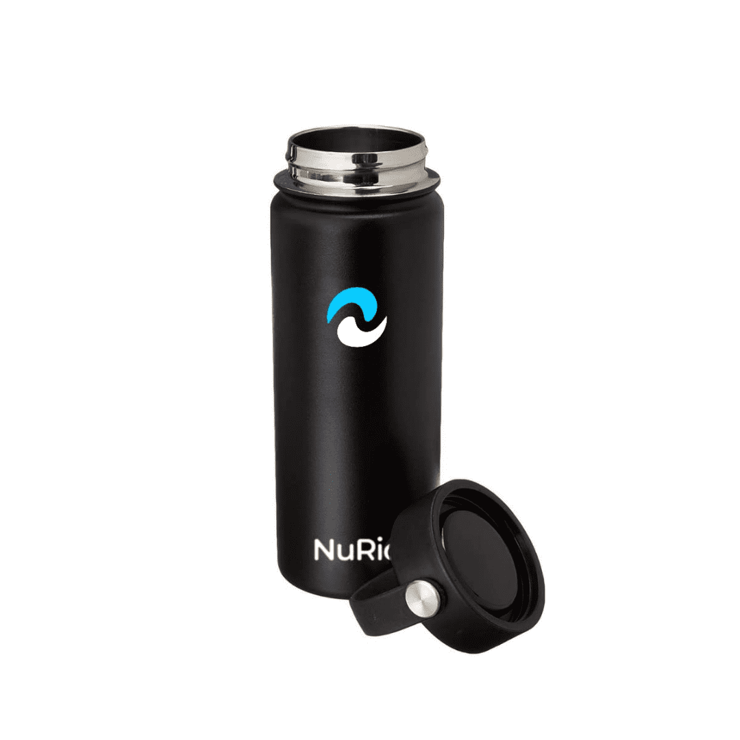 NuRich Sports Water Bottle - 18 Oz, Vacuum Insulated Stainless Steel, Modern Double Walled, Simple Thermo Modern Mug, Hydro Metal Canteen Flask Wide Mouth with Sweat Proof Design for Cold &amp; Hot Temp M684C
