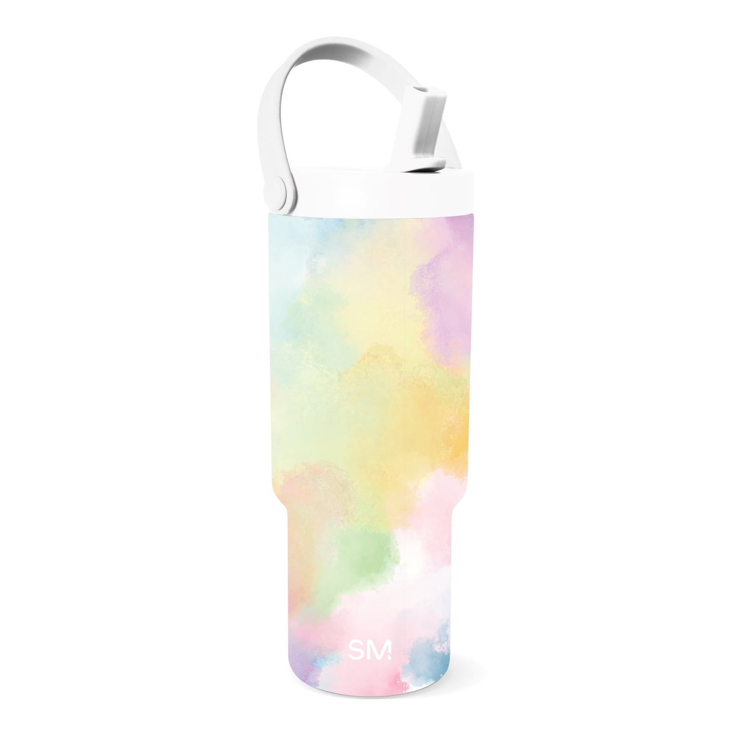 Simple Modern 24 fl oz Insulated Stainless Steel Trek Pivot Tumbler with Straw Lid and Top Handle|Cotton Candy Tie Dye M407G