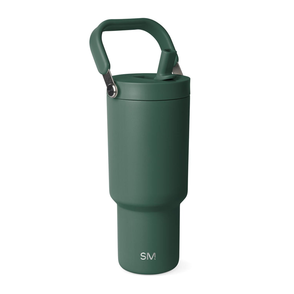 Simple Modern 30 fl oz Insulated Stainless Steel Trek Pivot Tumbler with Straw Lid and Top Handle|Forest M400H