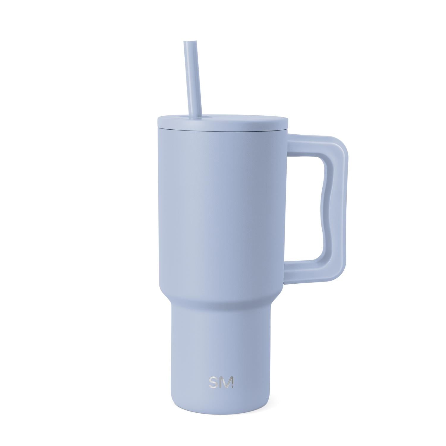 Simple Modern 30 fl oz Insulated Stainless Steel Trek Tumbler with Straw Lid | Seaglass Sage and Cream Checkmate M690W