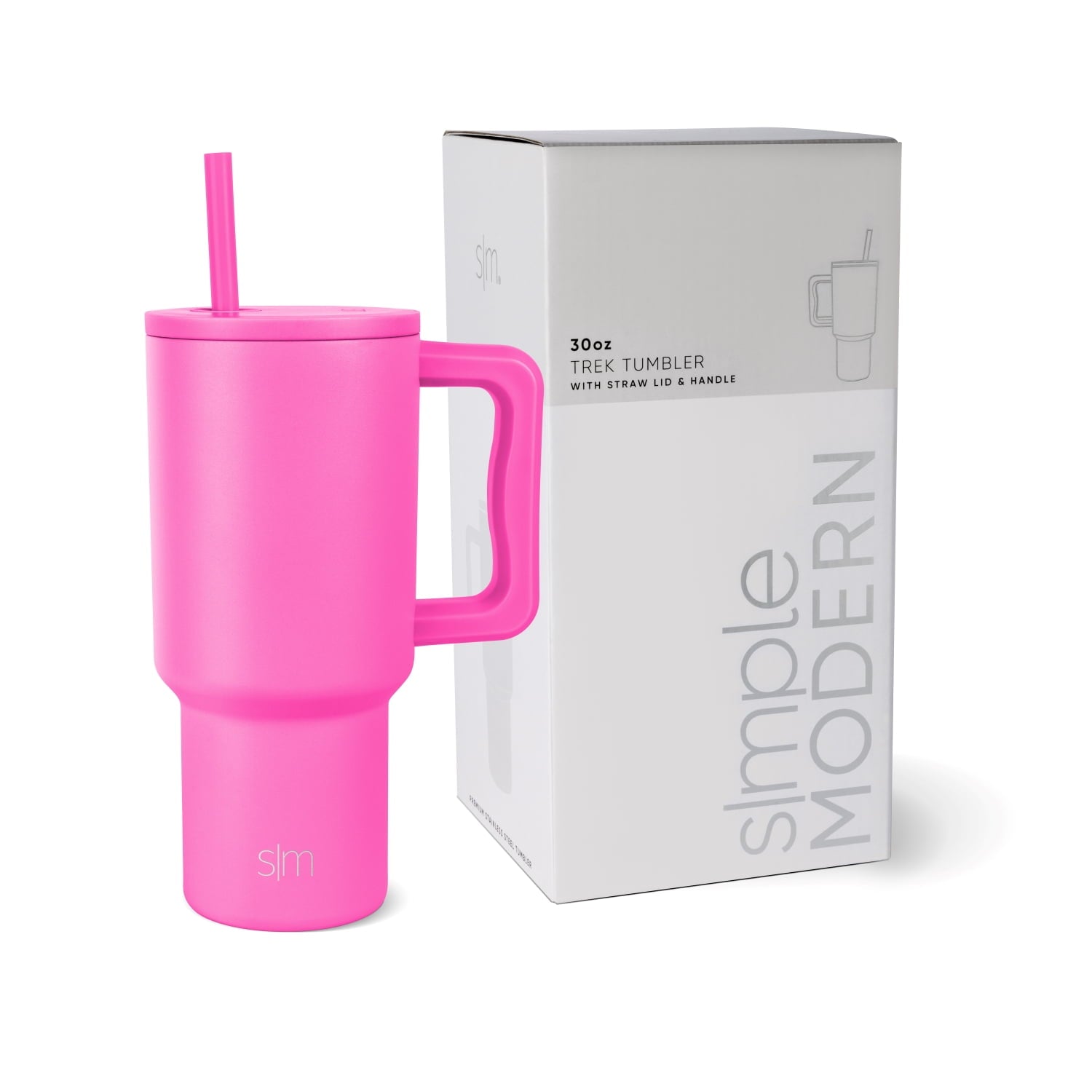 Simple Modern 30 fl oz Insulated Stainless Steel Trek Tumbler with Straw Lid | Cream Leopard M408W