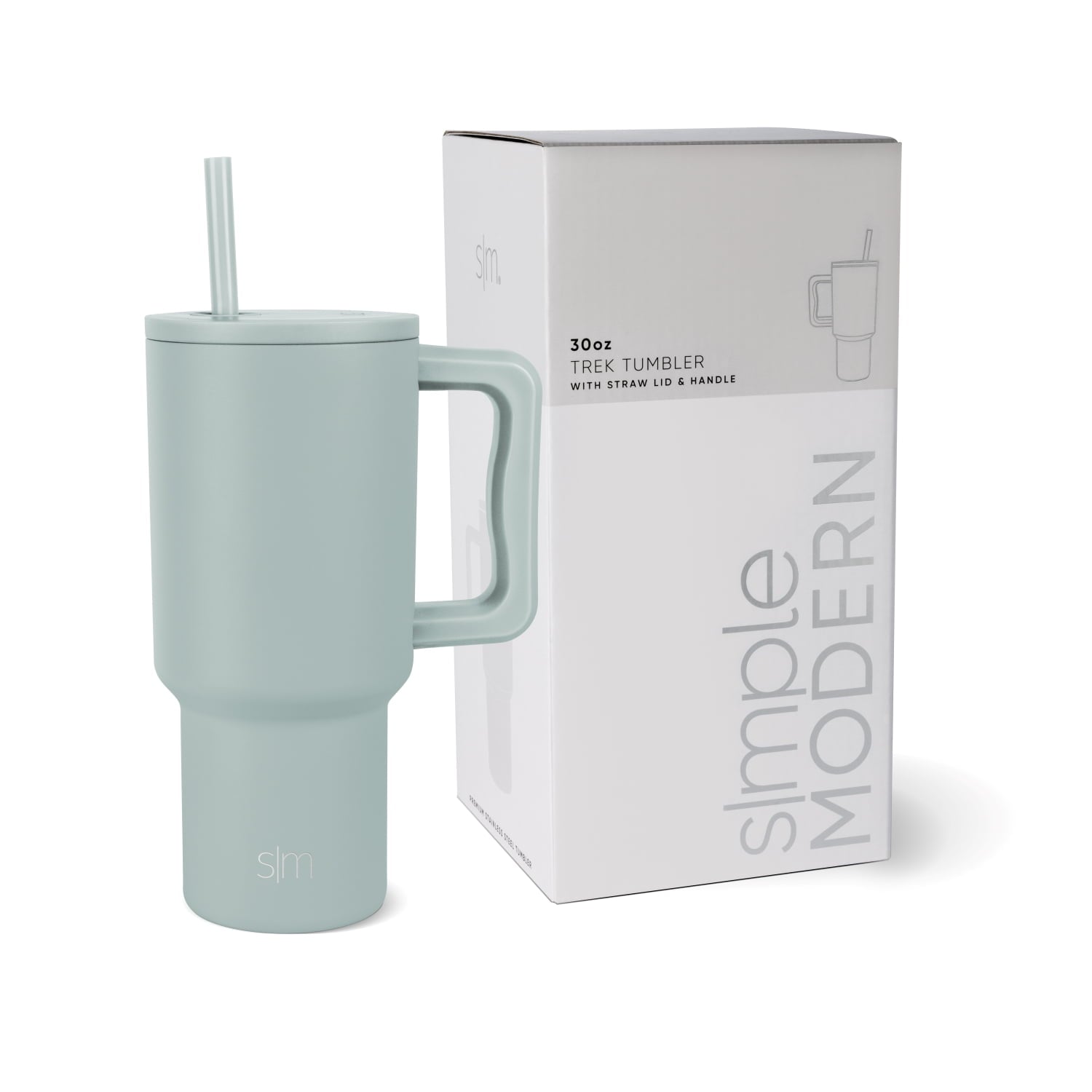 Simple Modern 30 fl oz Insulated Stainless Steel Trek Tumbler with Straw Lid | Cream Leopard M408W