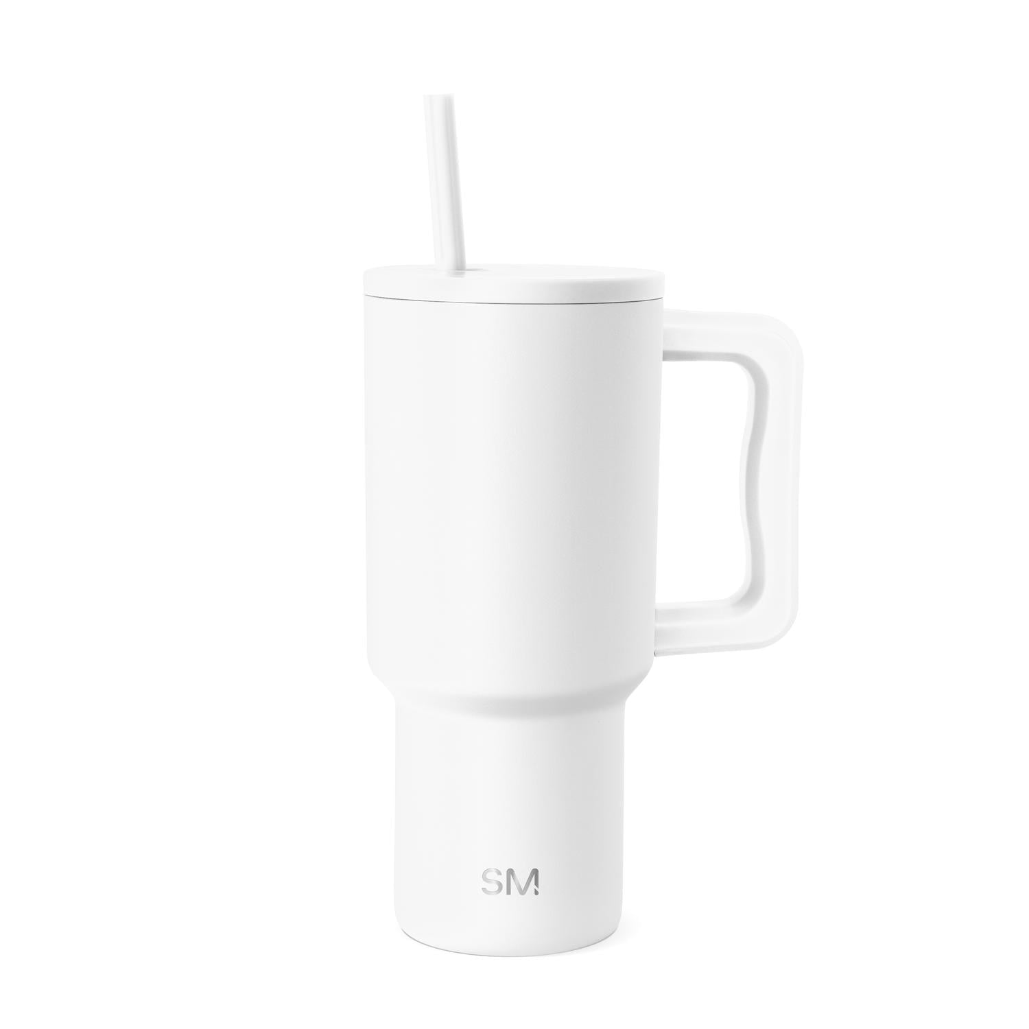 Simple Modern 30 fl oz Insulated Stainless Steel Trek Tumbler with Straw Lid | Seaglass Sage and Cream Checkmate M690W
