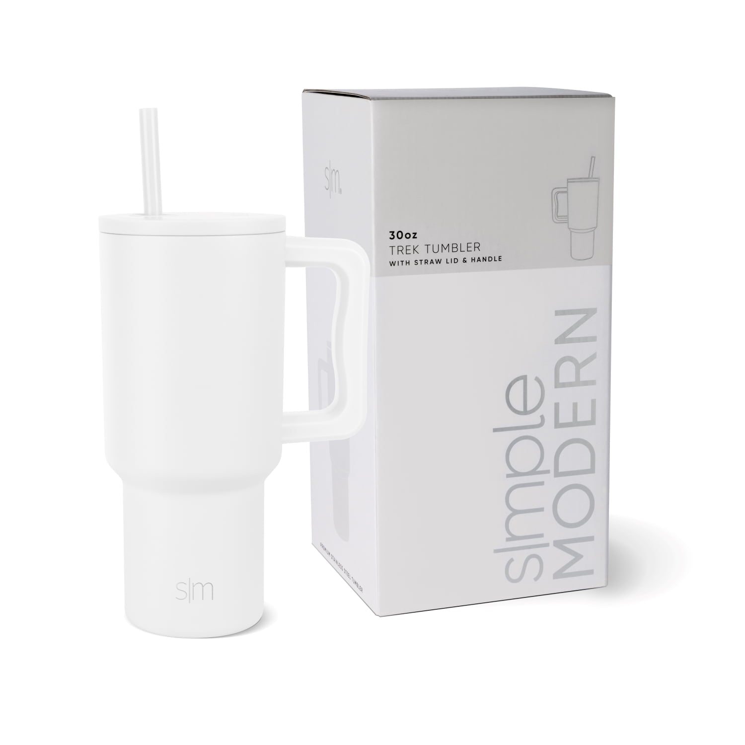 Simple Modern 30 fl oz Insulated Stainless Steel Trek Tumbler with Straw Lid | Cream Leopard M408W