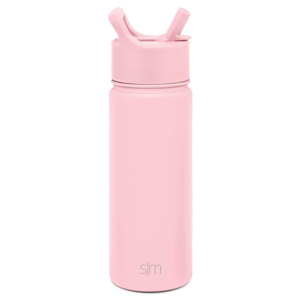 Simple Modern Kids Water Bottle with Straw Lid Vacuum Insulated Stainless Steel Metal Thermos Bottles | Reusable Leak Proof BPA-Free Flask for School | Summit Collection | 18oz, Blush -Blush M687A