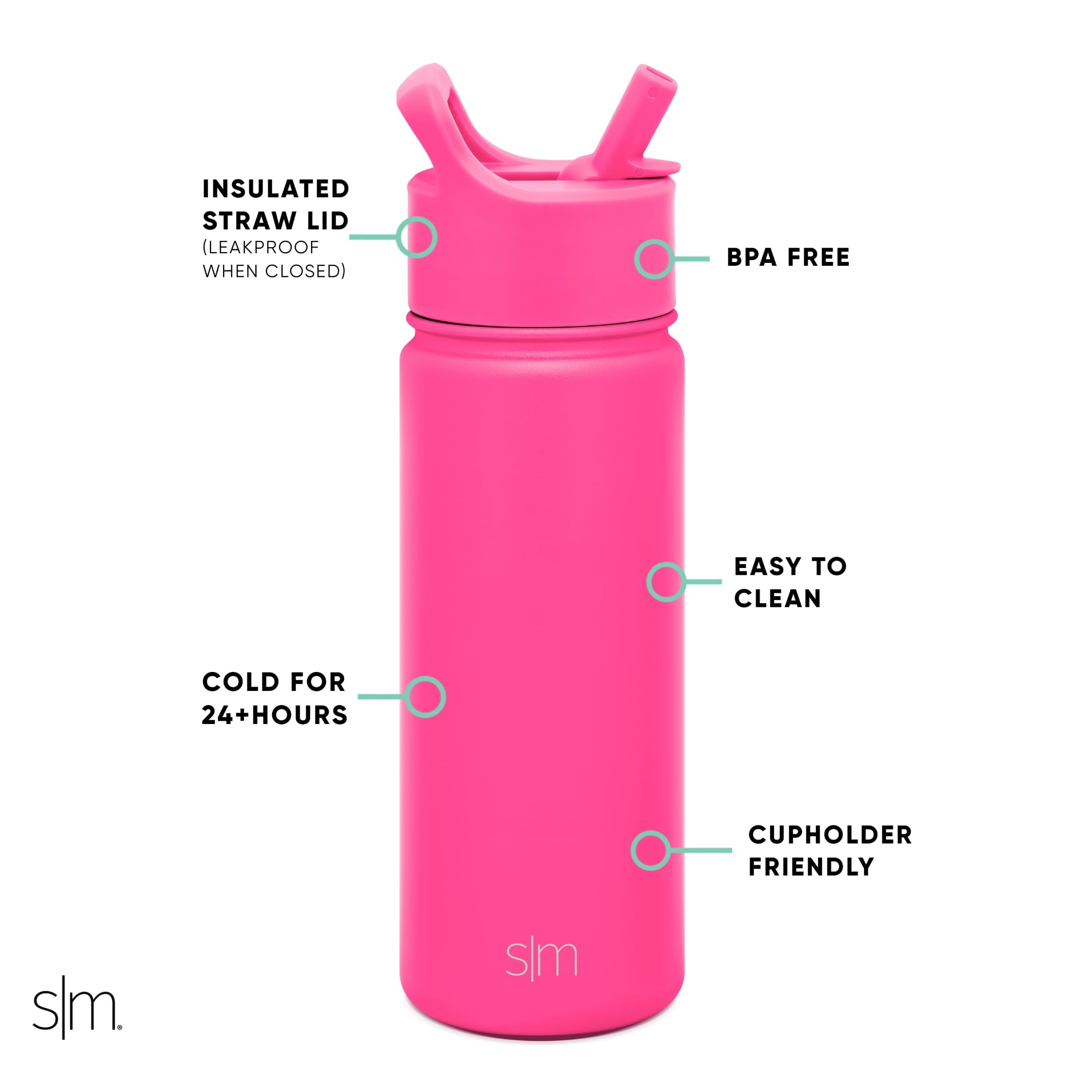 Simple Modern Summit Water Bottle Straw Lid Vacuum Insulated Stainless Steel Bottle | 18 fl oz M685T
