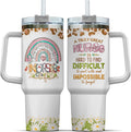 Tumbler 40 Oz With Handle Lid And Straw, Nurse Gifts, Black Camo White Engraved Print Travel Nurses Tumblers Handle Funny Cups Nursing For, Great Nurse Rainbow Daisy Flower M683R