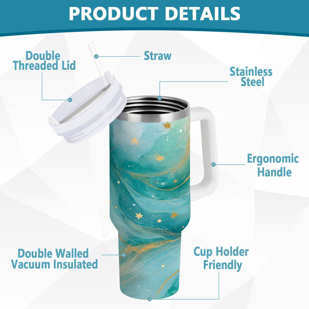 40 oz Insulated Stainless Steel Tumbler Double Wall Stainless Steel Tumbler with 2-Way Drinking Beautiful Watercolor Stars M530R