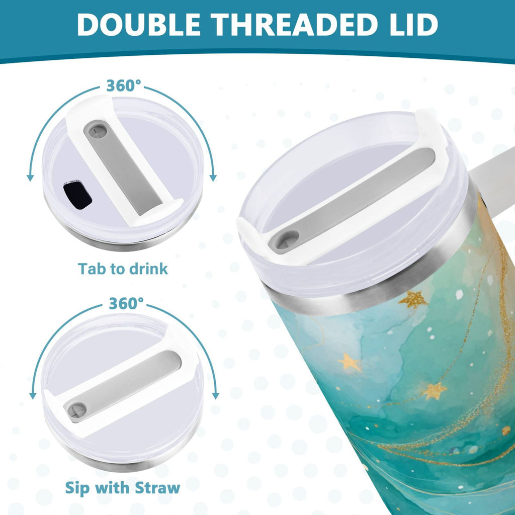 40 oz Insulated Stainless Steel Tumbler Double Wall Stainless Steel Tumbler with 2-Way Drinking Beautiful Watercolor Stars M530R